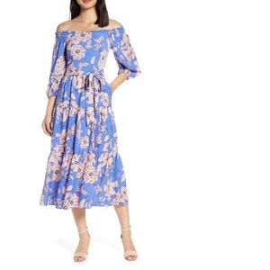 Floral off the shoulder midi dress